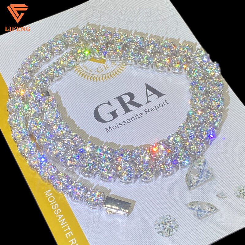 VVS Moissanite 8.0mm Iced Out Tennis Chain – 925 Silver, Tester Approved - ‎ Moissanite Jewelry 