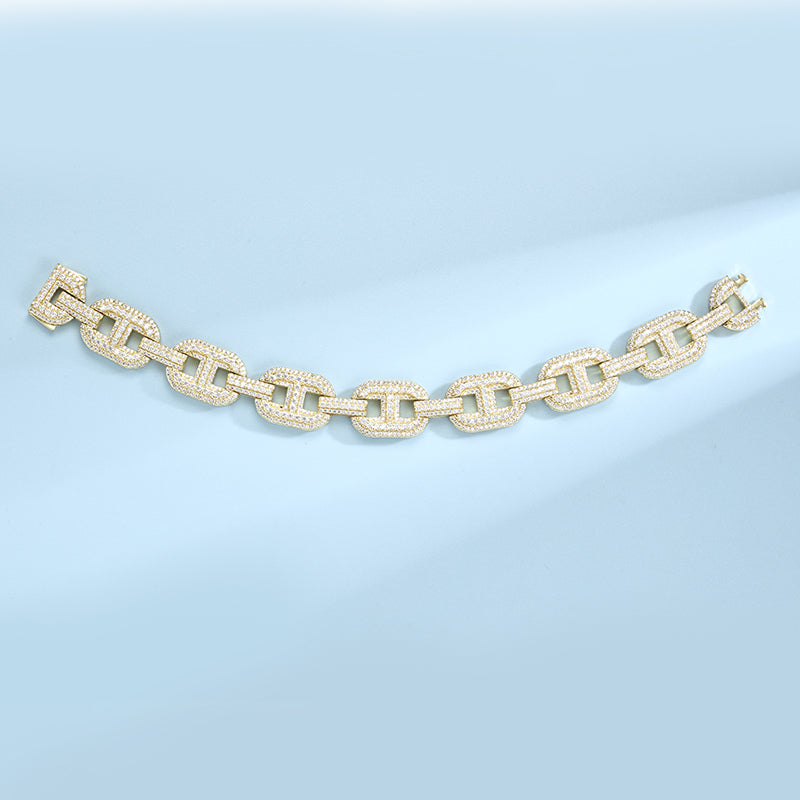 15mm Men’s Moissanite Cuban Link Bracelet – Sterling Silver & 18K Gold-Filled - ‎ Moissanite Jewelry 