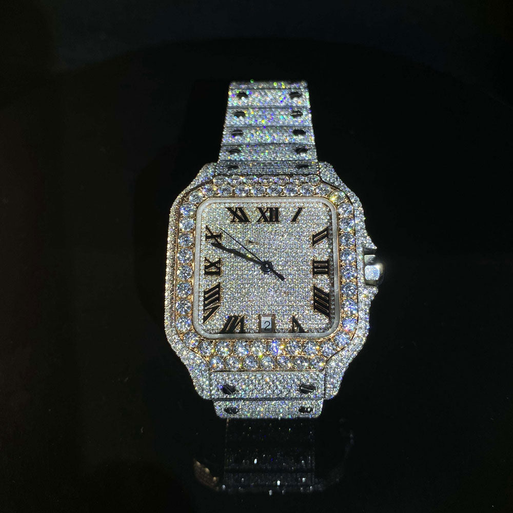 Fully Iced Out Cartier Hand Setting Vvs Moissanite Diamond Watch - ‎ Moissanite Jewelry 