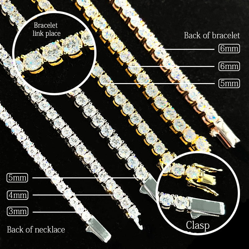 VVS Moissanite 8.0mm Iced Out Tennis Chain – 925 Silver, Tester Approved - ‎ Moissanite Jewelry 