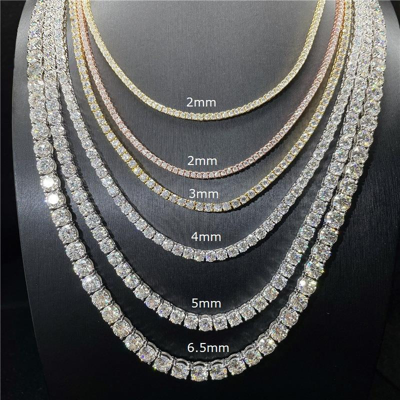 VVS Moissanite Iced Out Tennis Chain – 925 Silver, 3MM-6.5MM - ‎ Moissanite Jewelry 