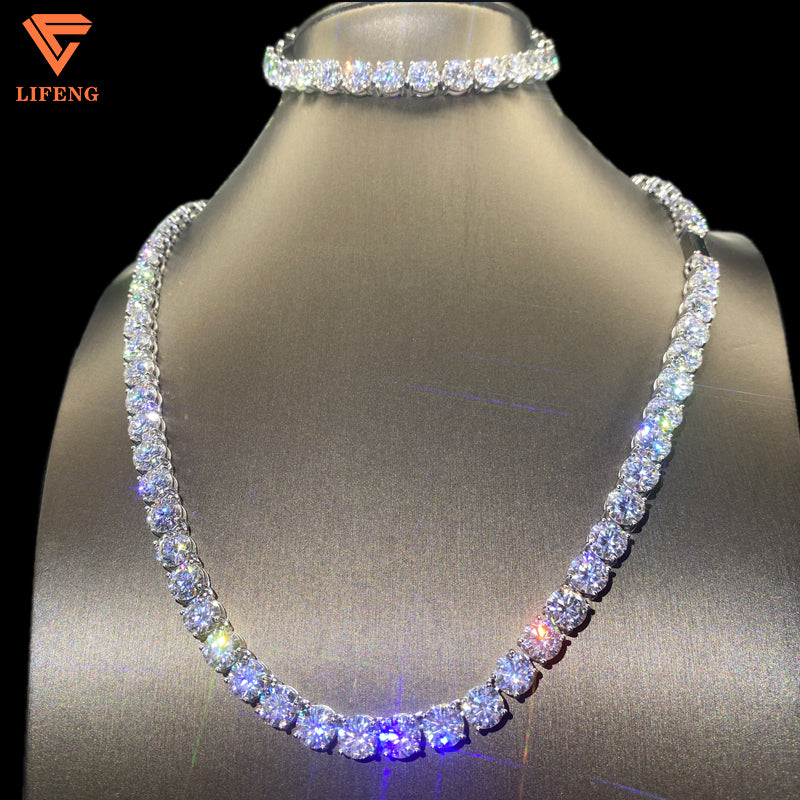 VVS Moissanite 8.0mm Iced Out Tennis Chain – 925 Silver, Tester Approved - ‎ Moissanite Jewelry 