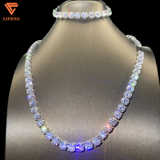 VVS Moissanite 8.0mm Iced Out Tennis Chain – 925 Silver, Tester Approved - ‎ Moissanite Jewelry 