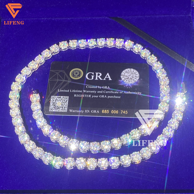 VVS Moissanite 8.0mm Iced Out Tennis Chain – 925 Silver, Tester Approved - ‎ Moissanite Jewelry 