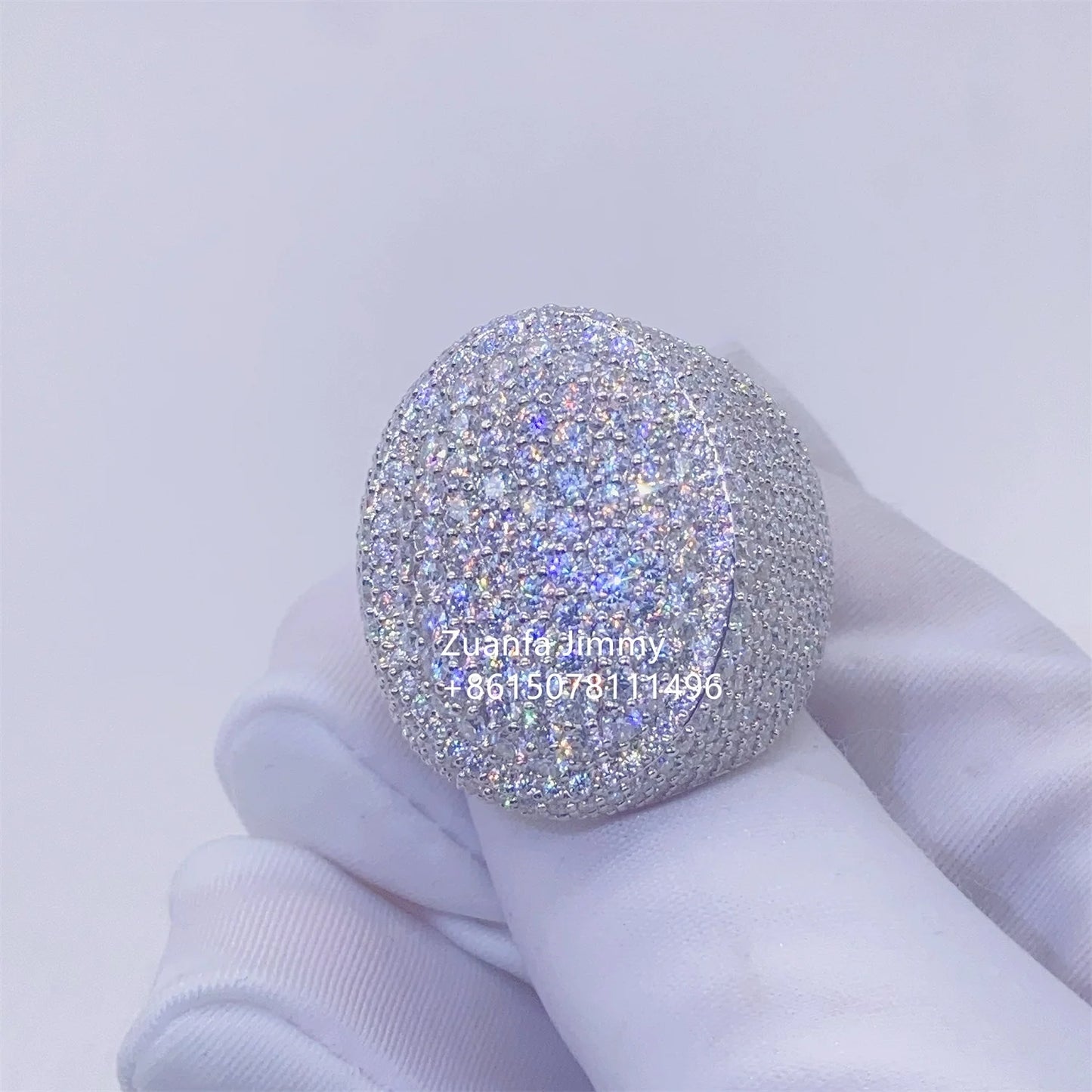 VVS1 Moissanite Iced Out Pinky Ring Jewelry (Passes Diamond Tester) - ‎ Moissanite Jewelry 