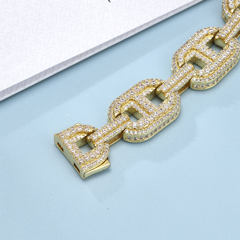 15mm Men’s Moissanite Cuban Link Bracelet – Sterling Silver & 18K Gold-Filled - ‎ Moissanite Jewelry 