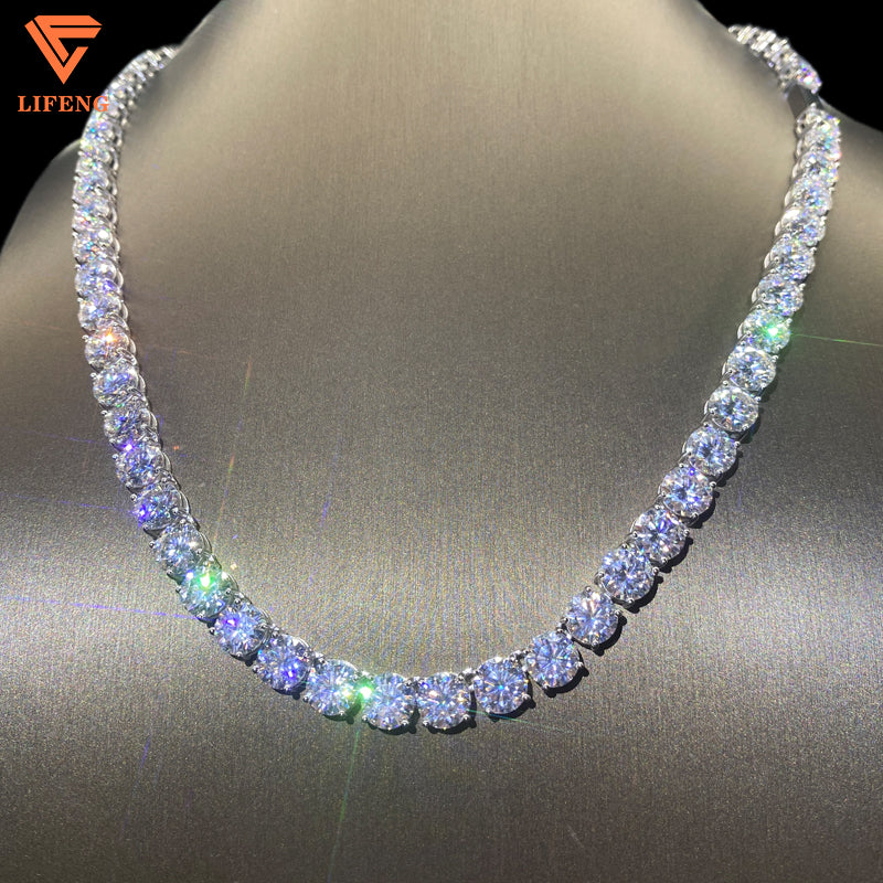 VVS Moissanite 8.0mm Iced Out Tennis Chain – 925 Silver, Tester Approved - ‎ Moissanite Jewelry 