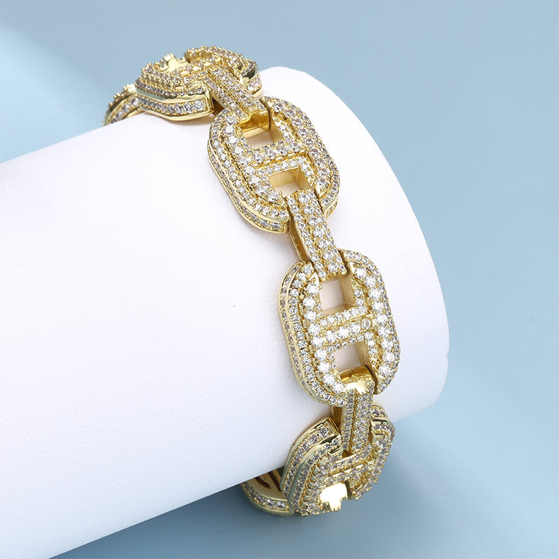 15mm Men’s Moissanite Cuban Link Bracelet – Sterling Silver & 18K Gold-Filled - ‎ Moissanite Jewelry 